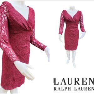 Lauren Ralph Lauren cranberry lace dress 6 NWT